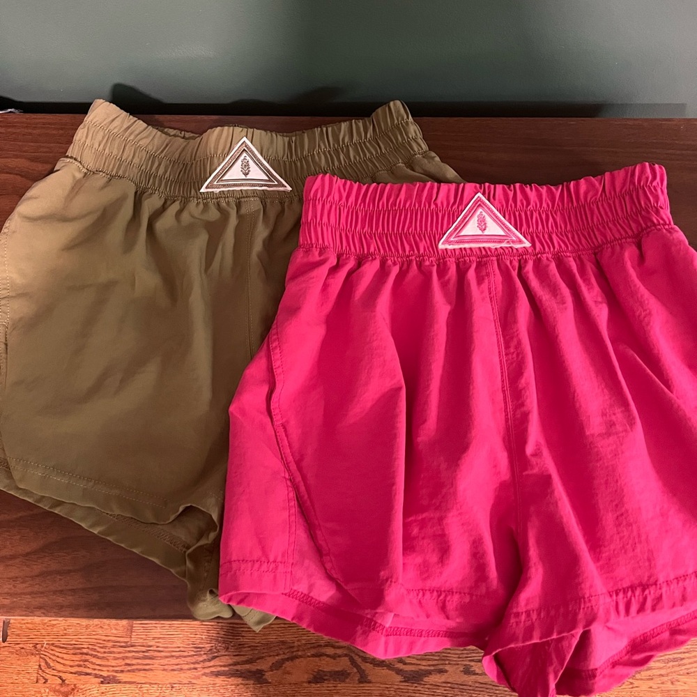 Free People Movement Next Round Shorts in Hot Pink and Sage Green